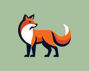 red fox cartoon logo vector
