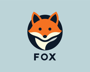 red fox cartoon logo design template