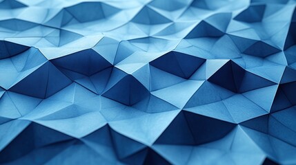 Fototapeta premium Sharp, clean lines and shapes form an abstract blue geometric background.