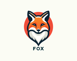 red fox cartoon logo design template