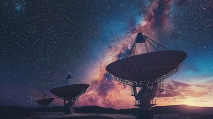 Satellite dishes point towards the sky, capturing signals from distant corners of the universe.