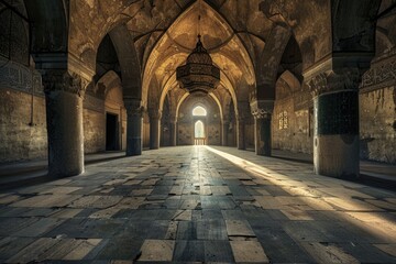 Obraz premium A large room with numerous columns and arches