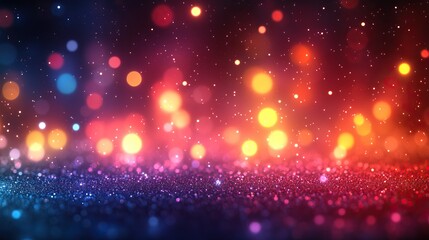 Obraz premium Vibrant, out-of-focus lights form an abstract colorful bokeh background.