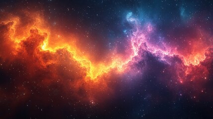 Obraz premium An abstract, colorful ring is displayed against a vibrant nebula background.