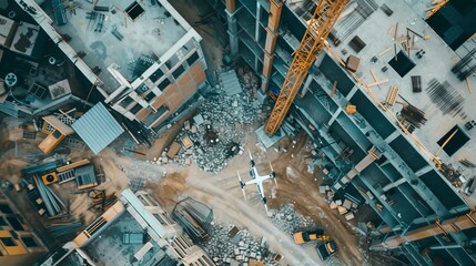 The use of drones and aerial surveys for monitoring progress and quality at construction site buildings.