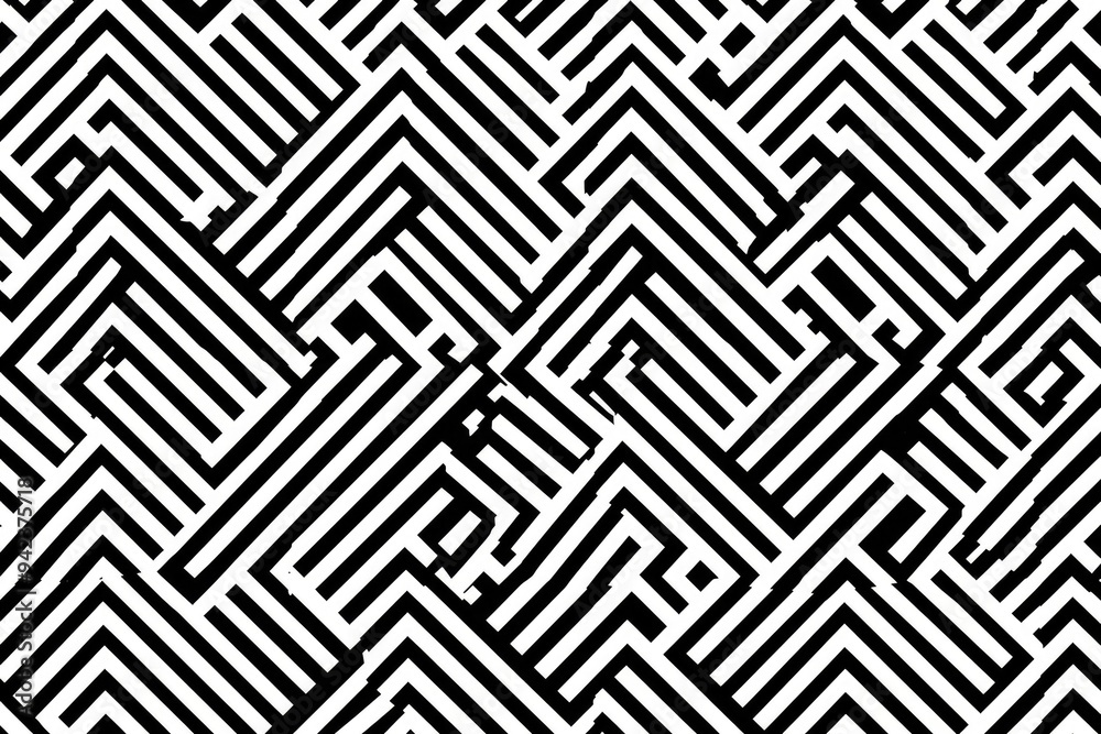 Poster Geometric pattern in black and white, ideal for use as background or design element