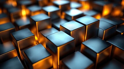 Fototapeta premium Futuristic and sleek patterns are formed by abstract metal cubes.