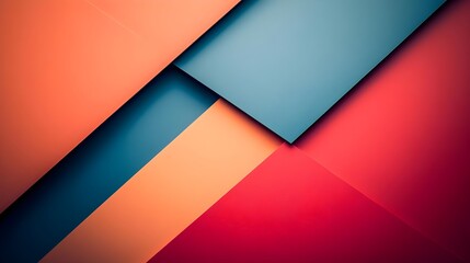 Abstract Geometric Shapes Background - Red, Orange, Blue
