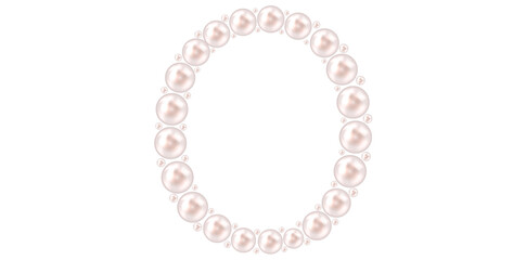 Pearl Alphabet Letter O Luxury Text Design Vector Illustration, Capital Pearl Letter O On White Background.	