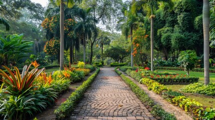 Fototapeta premium The beloved botanical garden, an iconic green space showcasing a diverse range of plant species.