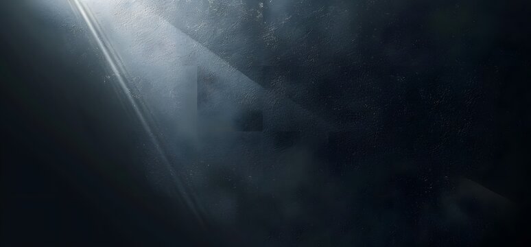 Black background with light beams, grainy texture, blurred, banner, high resolution, copy space for text, high quality. The image has a black background with light beams