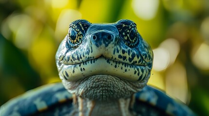 Obraz premium Close-Up Portrait of a Turtle with a Curious Expression