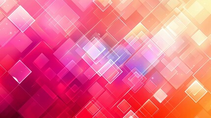 Abstract Geometric Pattern with Overlapping Pink, Orange, and White Squares