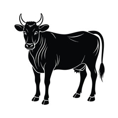 Cow black silhouette isolated on white background Vector illustration
