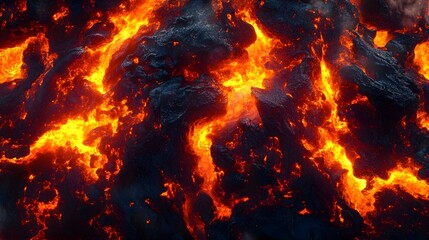 Fototapeta premium Molten Lava Flow - Fire and Rock Texture
