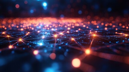 Obraz premium Artificial neural connections enhance the quantum network in this tech abstract.