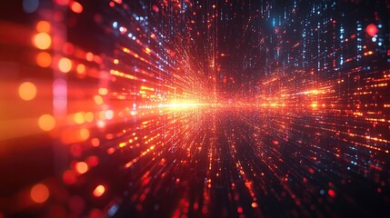 Obraz premium Digital explosions highlight fast data transfer in this abstract technology background.