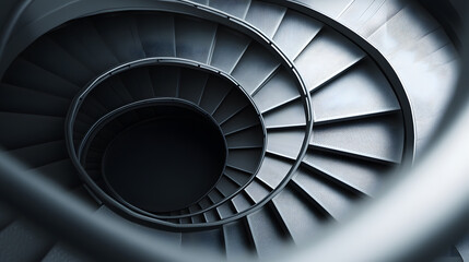 Fototapeta premium Industrial steel staircase spiraling geometry