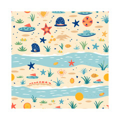 Fototapeta premium a colorful illustration with the word beach and the ocean