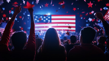 crowd watching election results on election night