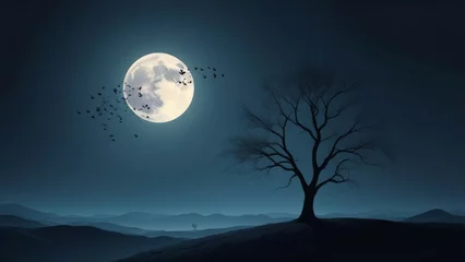 full moon over the forest
