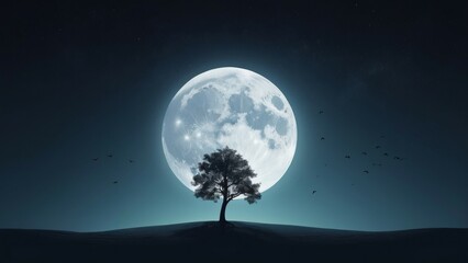 full moon over the mountains