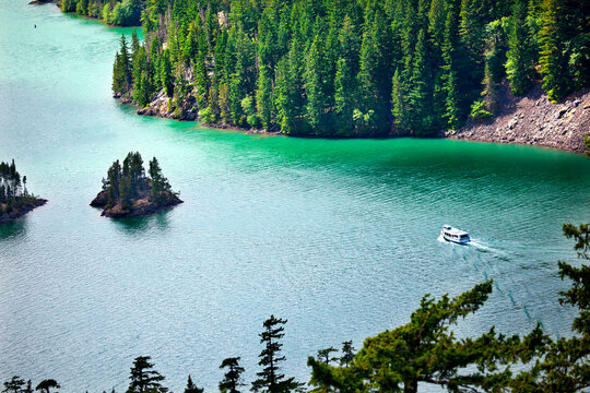 Diablo Lake Boat North Cascades National Park, Washington State