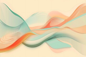 Abstract background with colorful wavy lines vector illustration, simple design, pastel colors, flat color background, minimalist style, vector graphics, simple shapes, gradient, smooth curves, minima