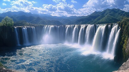 panoramic waterfall Beautiful