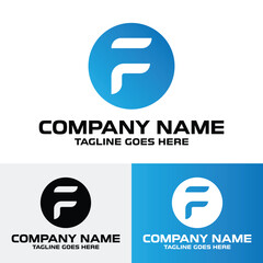 F letter gradient color trendy logo template