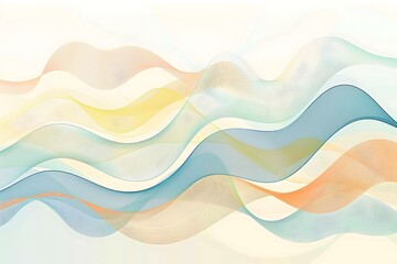 Abstract background with colorful wavy lines vector illustration, simple design, pastel colors, flat color background, minimalist style, vector graphics, simple shapes, gradient, smooth curves, minima