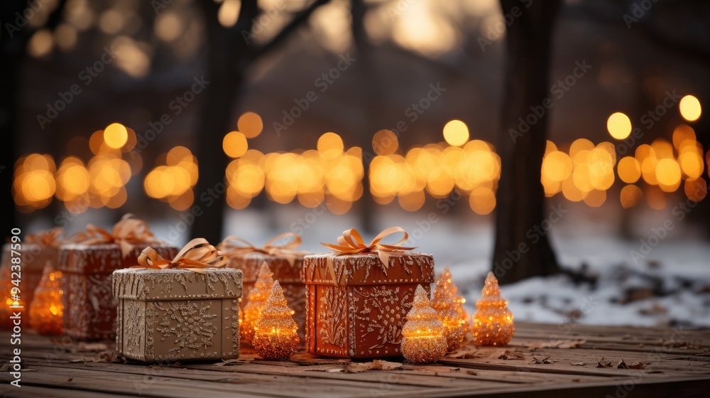 Wall mural burning candles in a church