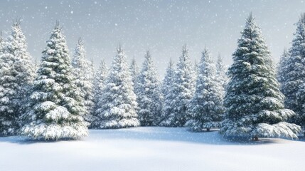 Winter Christmas Forest Trees Snowfall