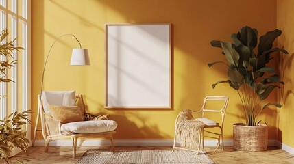 A stunning poster frame mockup in home interior