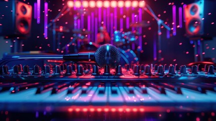 Recording studio session with musicians, Pop Art, Dynamic, Illustration, Highlighting musical collaboration