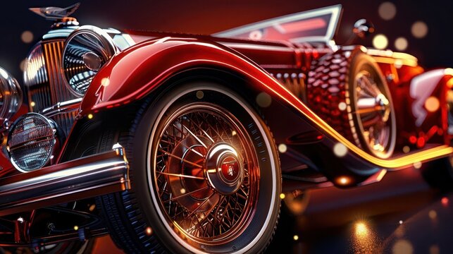 Restoring a classic car, Vintage, Detailed, Illustration, Emphasizing meticulous craftsmanship