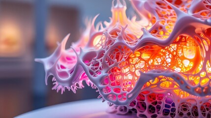 Obraz premium Sculptural installation in a museum, Fantasy, Modern, Watercolor, Highlighting three-dimensional art