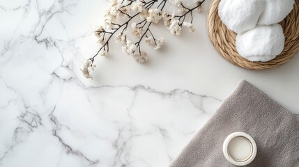 Luxury white marble bathroom countertop with copy spaceLuxury white marble bathroom countertop with copy space with generative ai