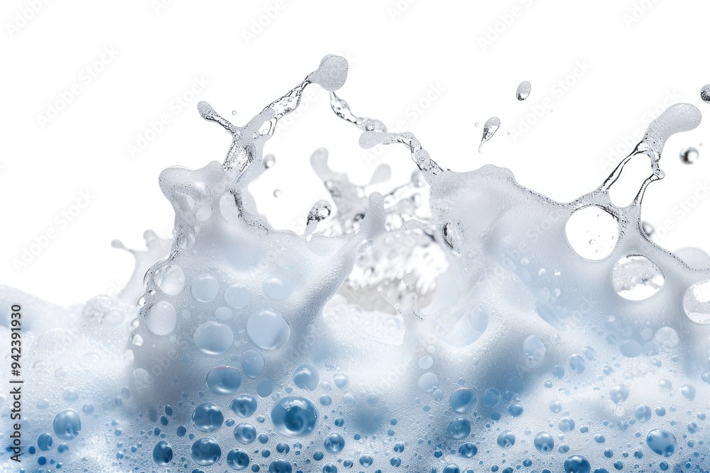 Poster a close-up view of a foamy surface with numerous bubbles forming and popping