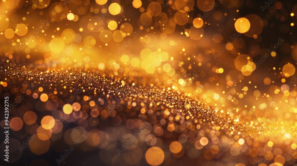 Poster Blurry image of a golden background, use as texture or abstract element in designs