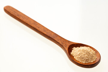 Peruvian organic maca powder - Lepidium meyenii in the spoon