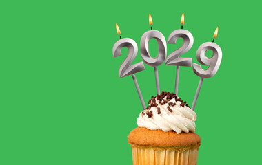 Happy New Year 2029 - Candles in the form of lit numbers
