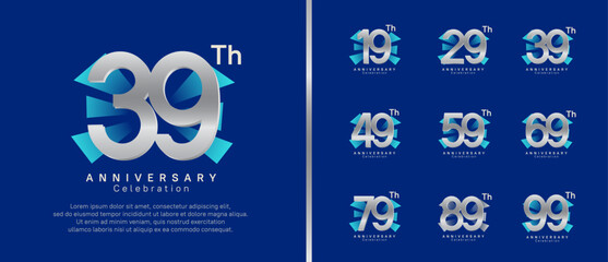 anniversary logo set. vector design silver color can be use for celebration moment
