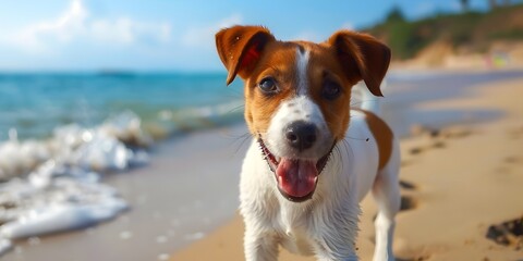 Happy dog on the beach