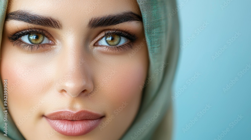 Sticker A woman with green eyes and a green scarf on her head