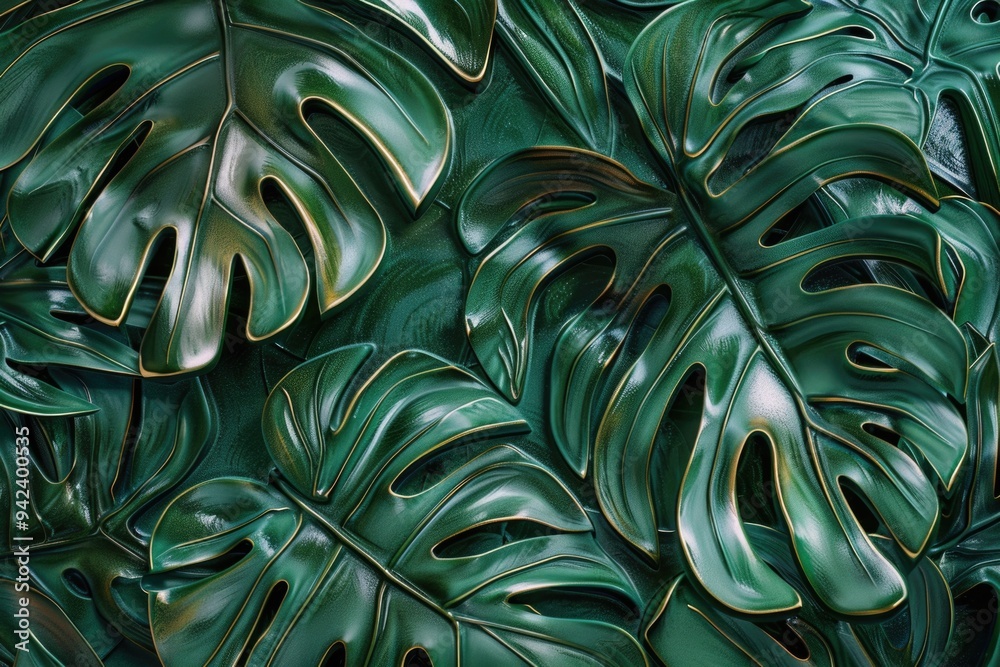 Poster a close-up shot of a group of green leaves, perfect for illustrating nature and environment concepts