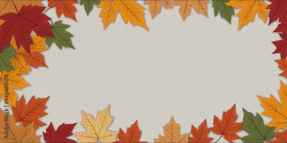 Poster a frame of autumn leaves with a white background
