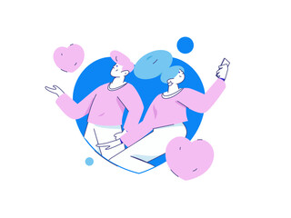 Happy Valentine's Day flat character vector concept business hand drawn illustration
