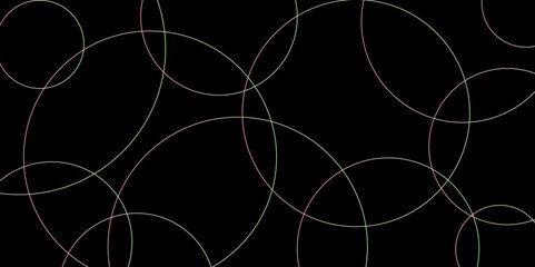 Abstract industrial Design random lines green on black background.Geometric seamless minimalist pattern with straight lines design.luxury black geometric random chaotic lines. Circle and triangle line