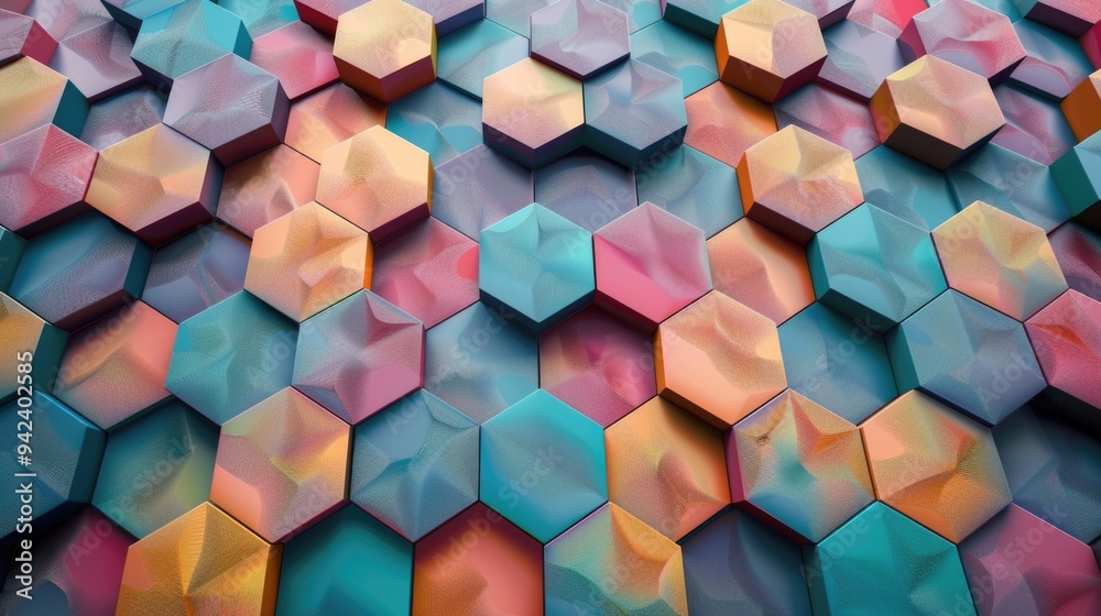 Poster A vibrant display of geometric shapes, perfect for adding visual interest to various designs and projects